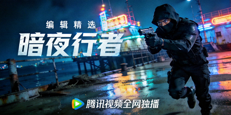 编辑精选电视剧《暗夜行者》海报，主角在夜色中行动的紧张场景