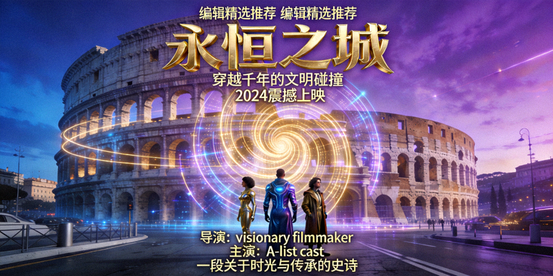 编辑精选推荐电影《永恒之城》海报，宏伟的古城建筑与现代元素结合